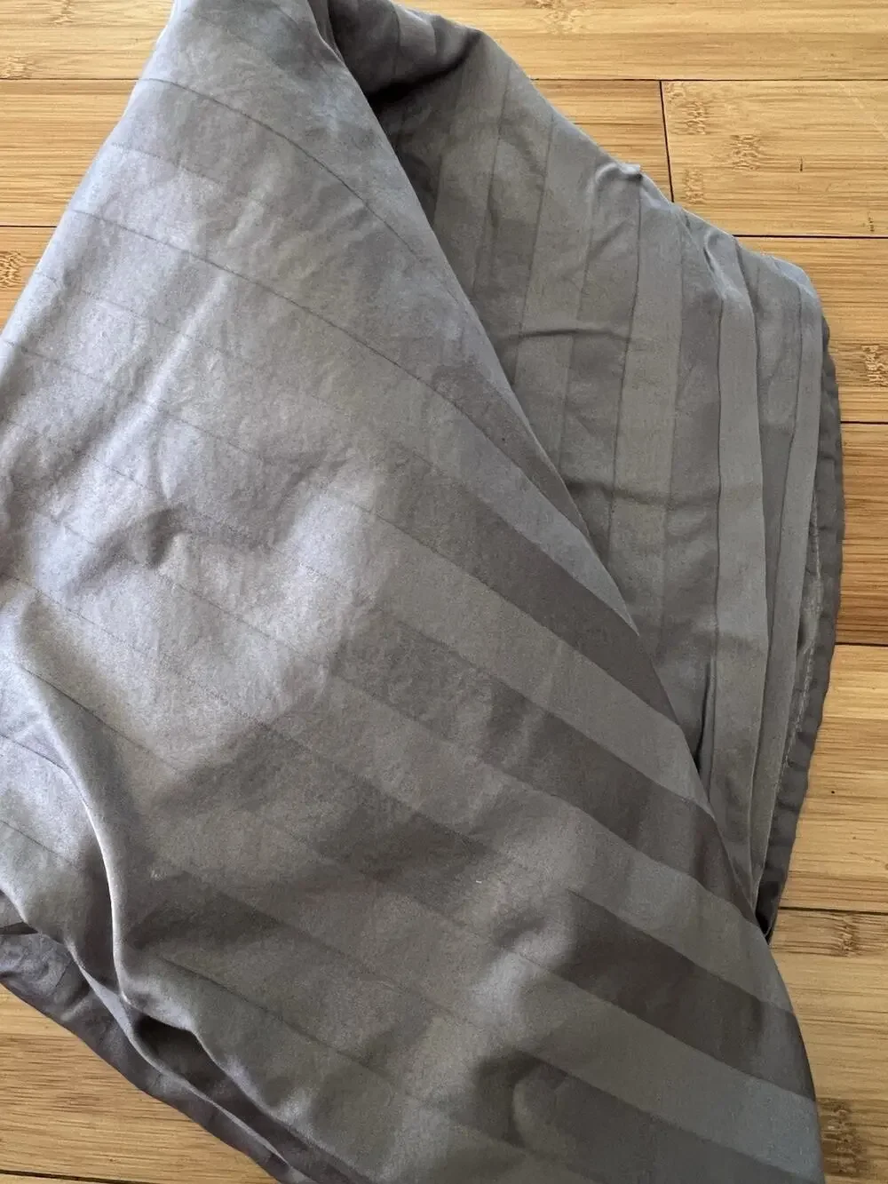 Wamsutta 100% Pima Cotton Queen Flat Sheet Dark Grey Damask Striped